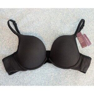 Cacique Women's Size 44B Black Cotton Boost Plunge Push Up Bra New With Tags